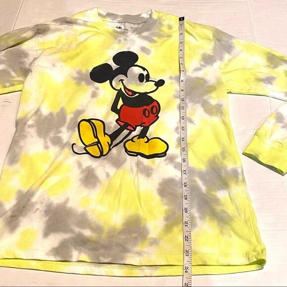 Disney Tie Dye  Yellow Mickey Long Sleeve T-Shirt Women's S Small - Picture 7 of 7